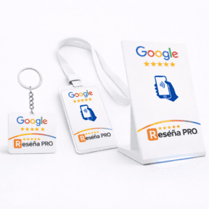 packs dispositivos reseñas google, llavero, colgante y soporte para reseñas en google